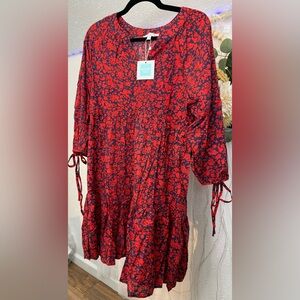 Hayden Los Angeles Red and Blue Floral Dress Size Small NEW with tags 🏷️